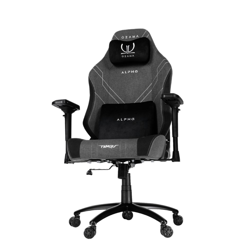 บัลลังก์เกมมิ่ง OZAMA ภายใต้แบรนด์ TENGUGAMINGGEARS รุ่น ALPHA FABRIC (CH-AP-F-BK) สีดำ เบาะผ้า_0